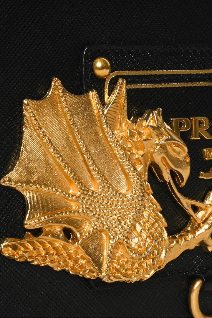 Prada Saffiano Leather Animalier Cahier Dragon Crossbody