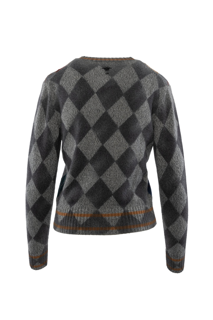 Christian Dior Size 4 Argyle Cashmere V-Neck Sweater