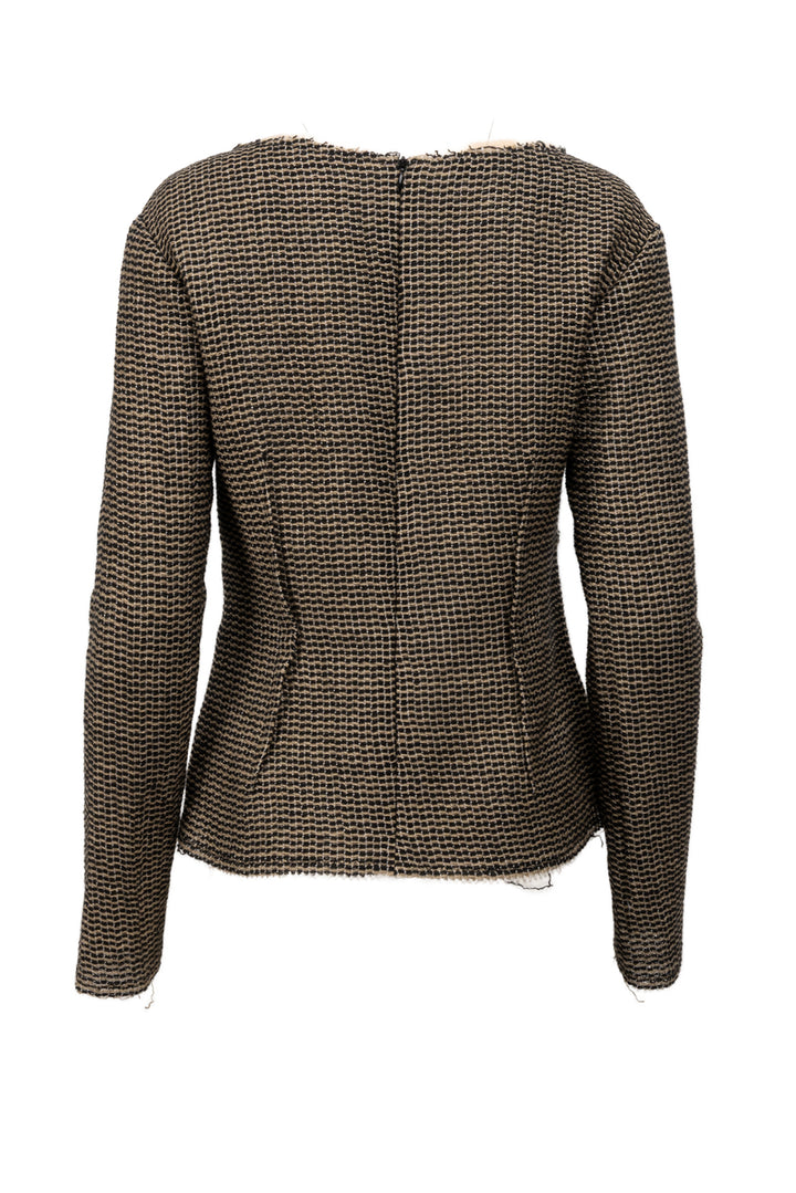 Dries Van Noten Size 38 Woven Ruched Frayed Long Sleeve Tops