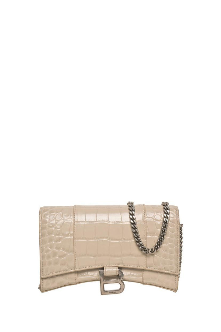 Balenciaga Hourglass Wallet on Chain Croc Embossed Crossbody