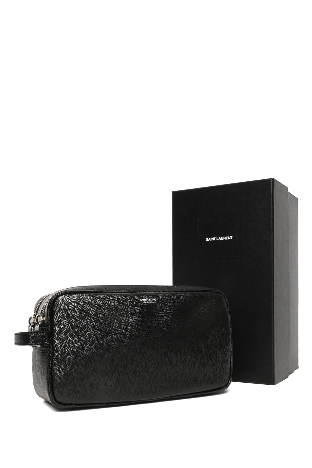 Saint Laurent Double Zip Leather Toiletry Case