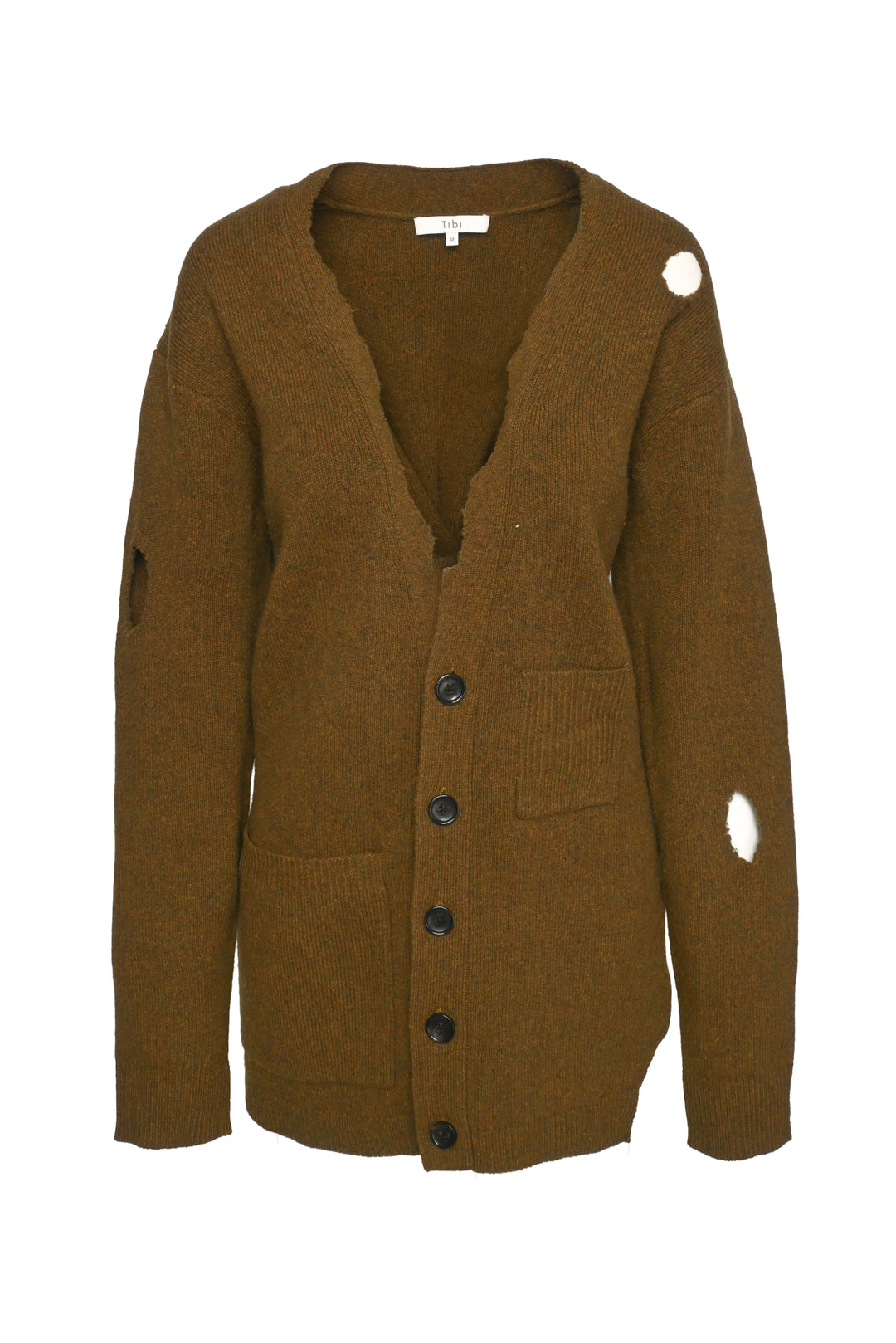 Tibi Size M Soft Lambswool Distressed Cardigan