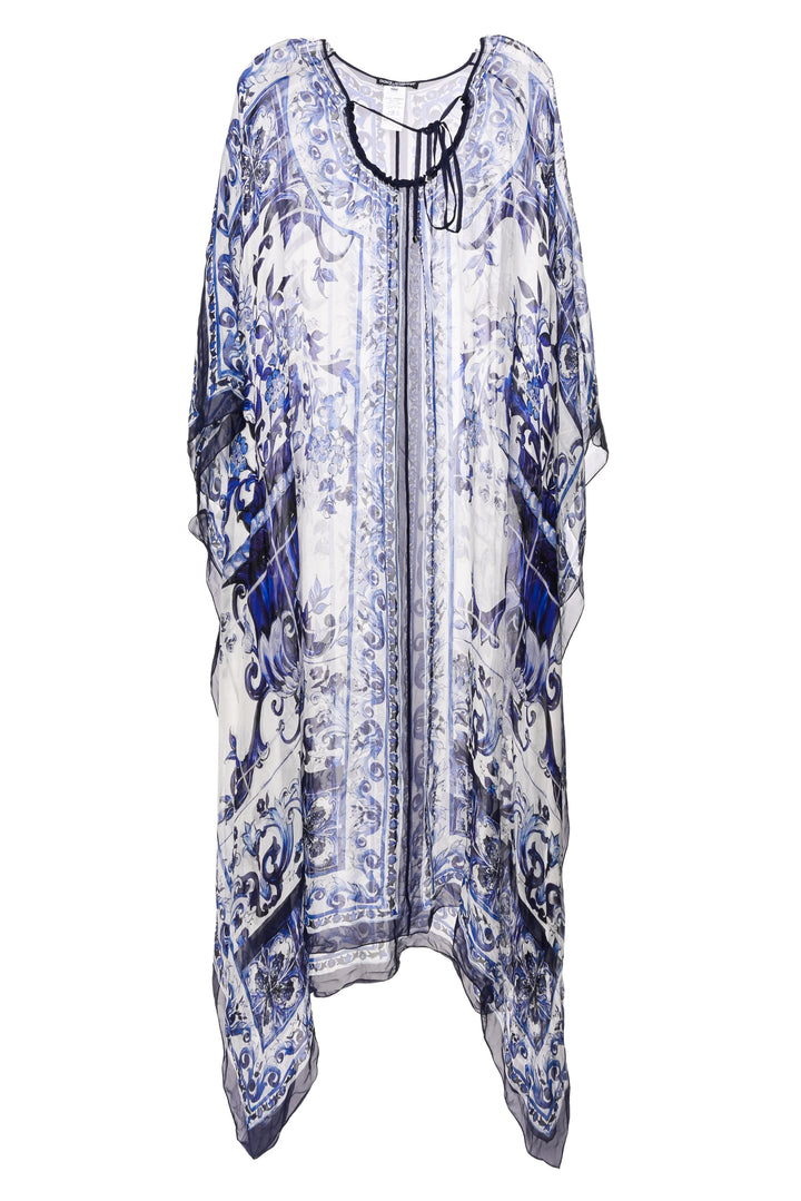 Dolce & Gabbana Size 6 Majolica-Print Chiffon Kaftan