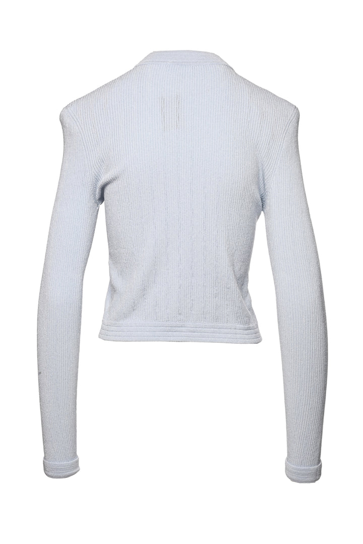 Balmain Size 38 Shoulder Pad Ribbed Cardigan