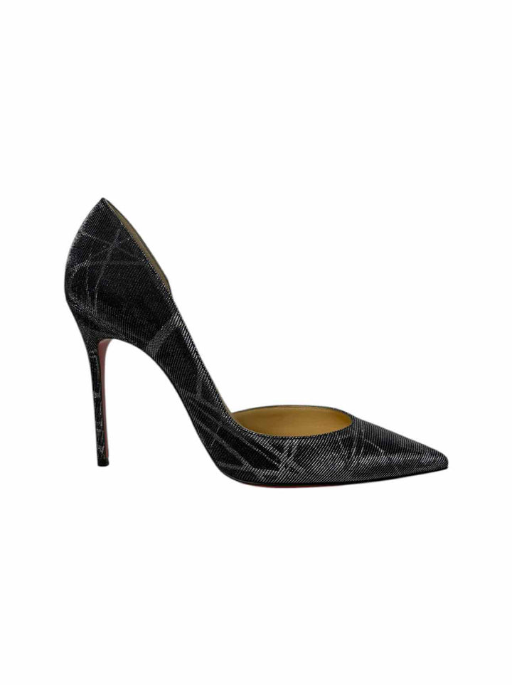 Louboutin Size 38 Metallic Glitter Fabric Pumps