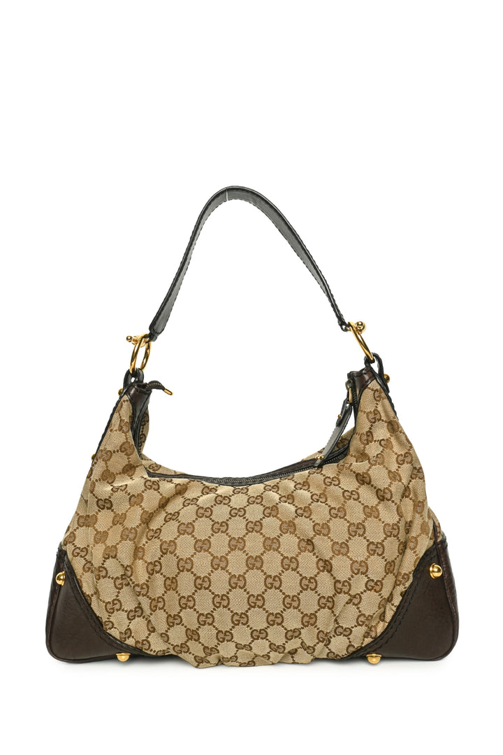 Gucci Monogram Canvas Medium Jockey Hobo