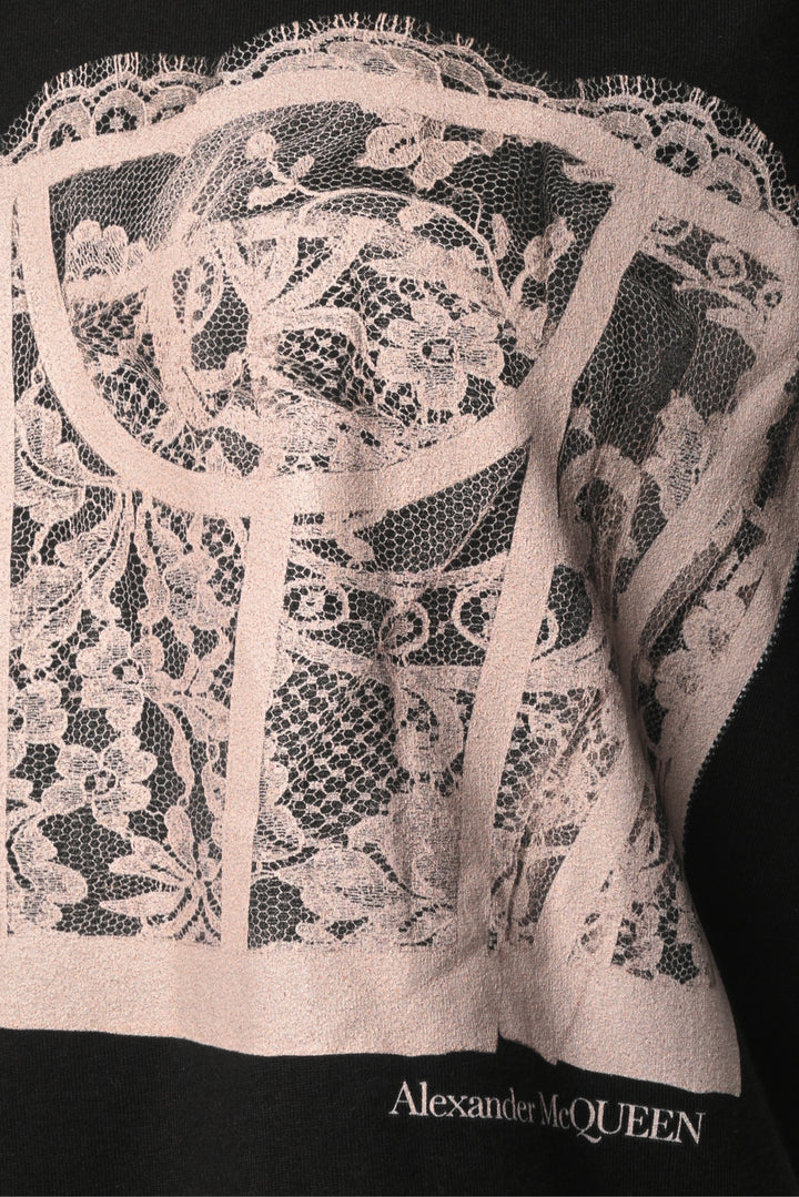 Alexander Mcqueen Size 38 2022 Lace Corset Graphic T-Shirt