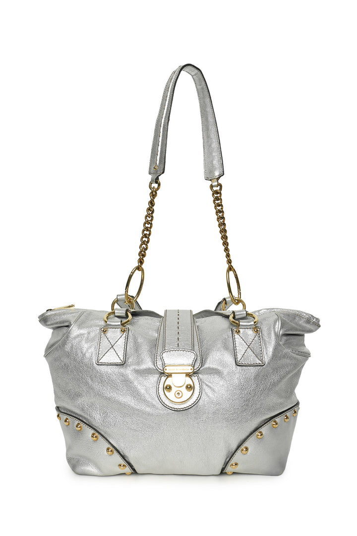 Dolce & Gabbana Studded Metallic Leather Buckle Shoulder Bag