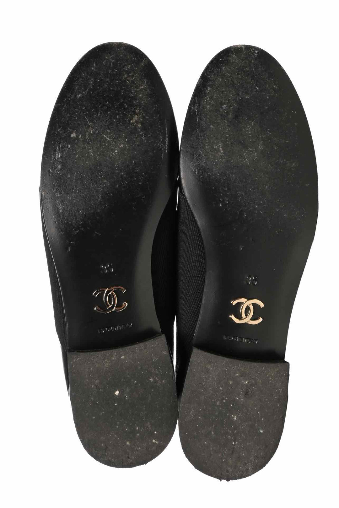 Chanel Size 35 Crinkle Leather Elastic Lace Up Cap Toe CC Loafers