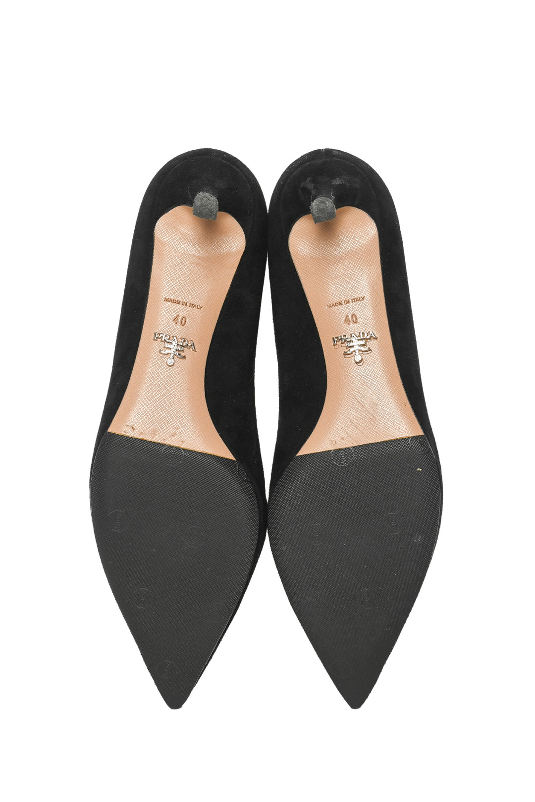 Prada Size 40 Kitten Heel Suede Pumps