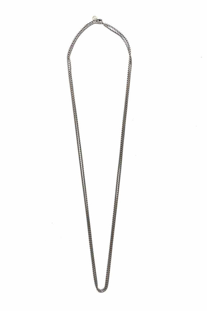 David Yurman Sterling Silver Box Long Chain Necklace