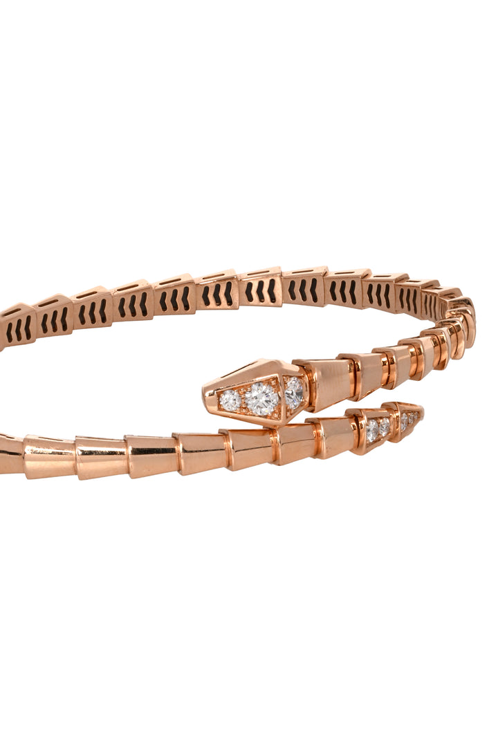 Bvlgari 18K Rose Gold & Diamonds Serpenti Viper Bracelet