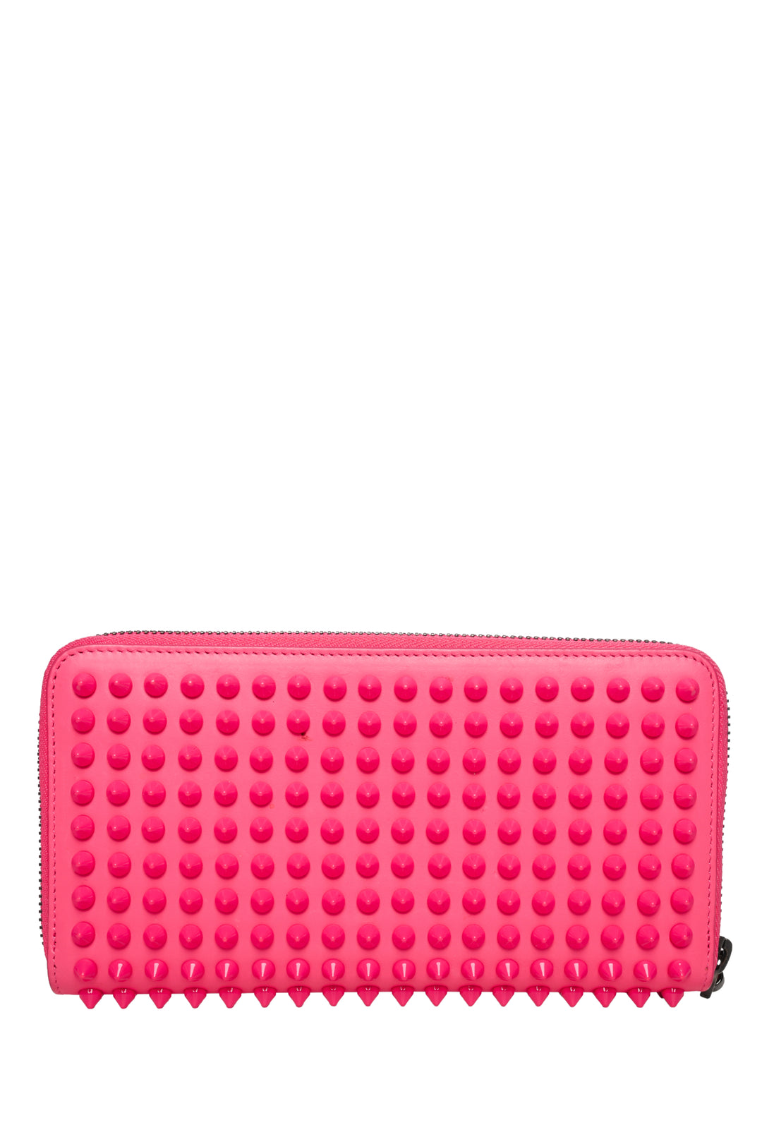 Christian Louboutin Leather Panettone Spike Zip-Around Wallet
