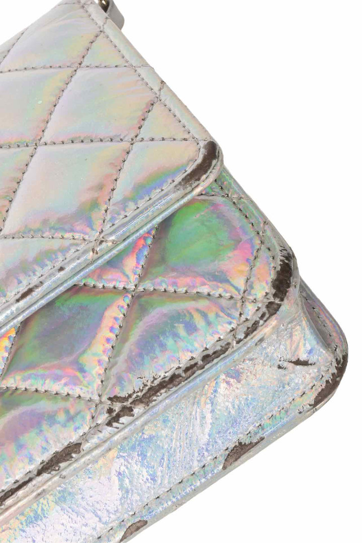 Chanel 2021 Iridescent Goatskin Quilted Wallet On Chain