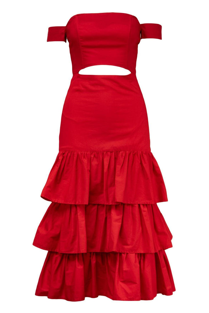 Azulu Size 4 Cutout Tiered Maxi Dress