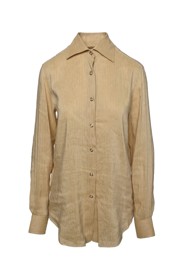 Giuliva Heritage Size 0 Linen & Silk Pinstripe Shirt