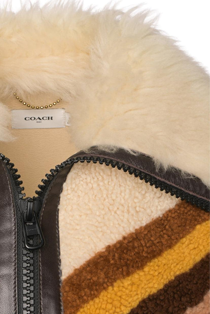 Coach Size 8 Shearling Striped Jacket