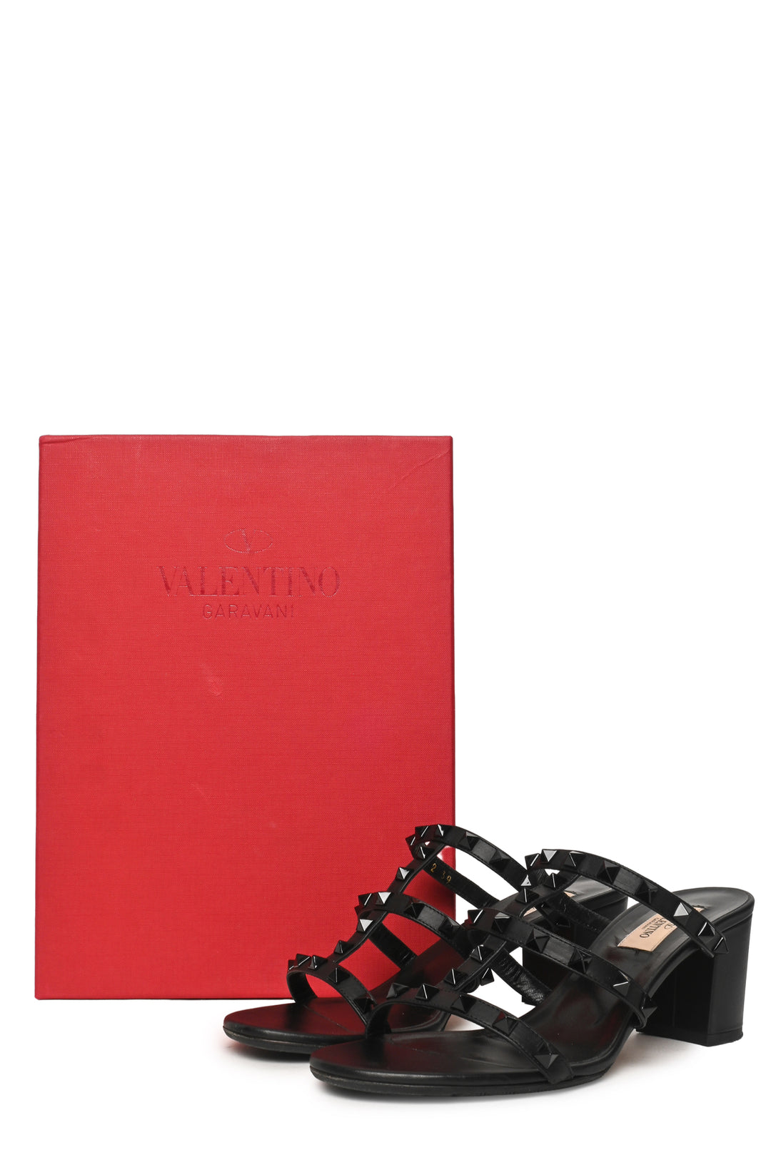 Valentino Size 39 Rockstud Calfskin Leather Slide Sandals