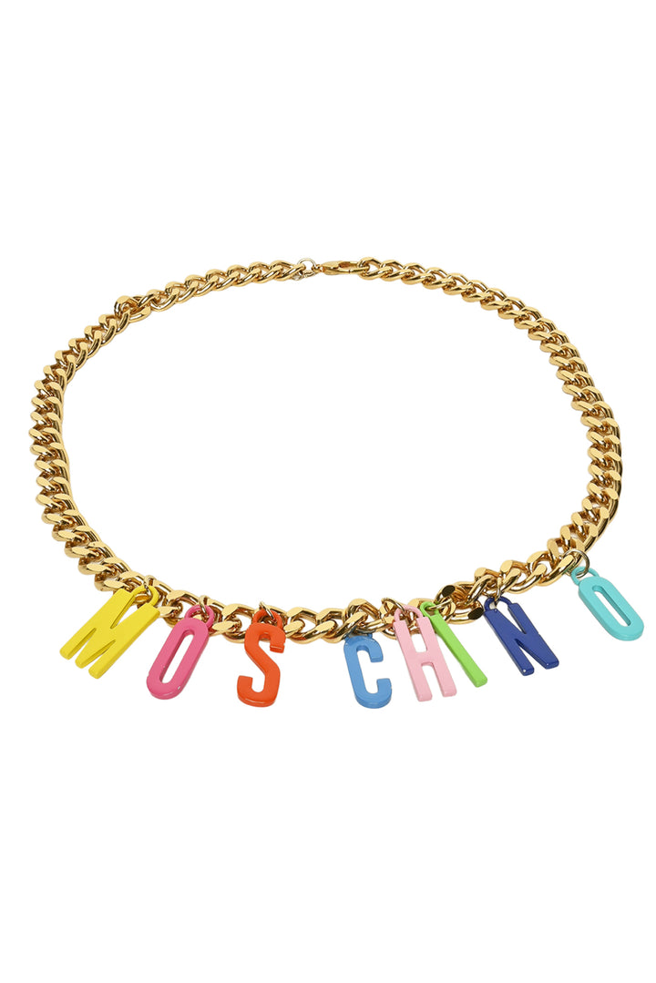Moschino Size OS Logo Enamel Chain Belt