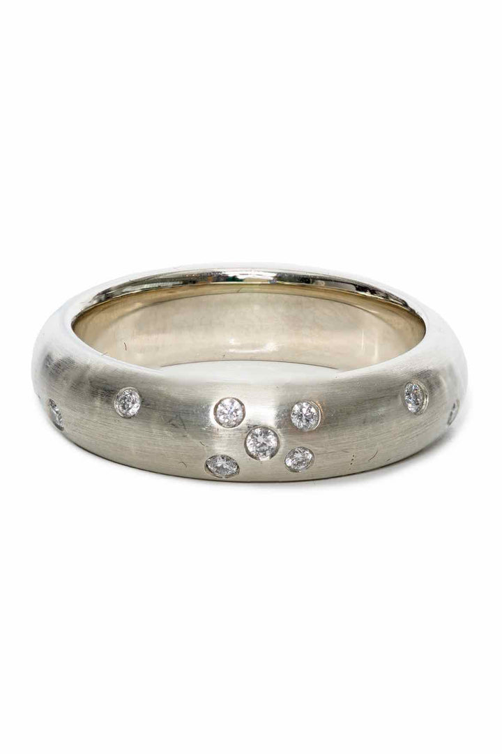 Stittgen Size 6.75 19K White Gold & Diamond Ring