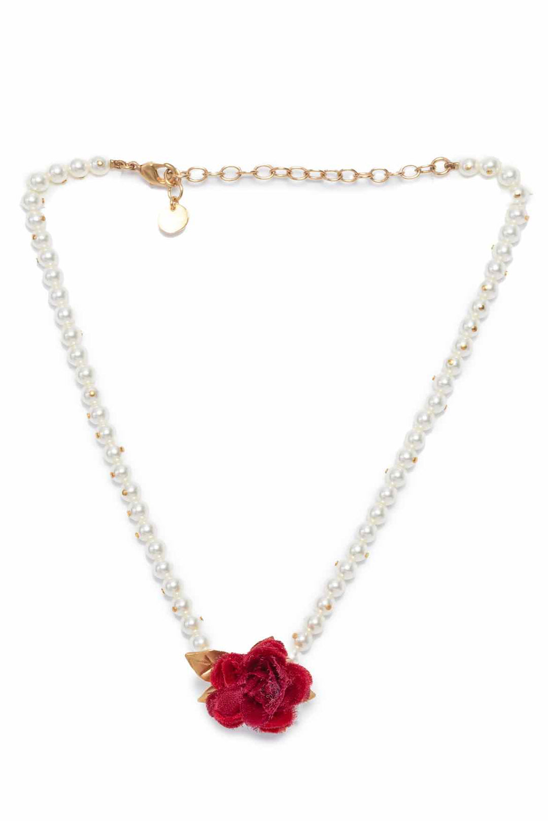 Dior Faux Pearl Beaded Rose Necklace