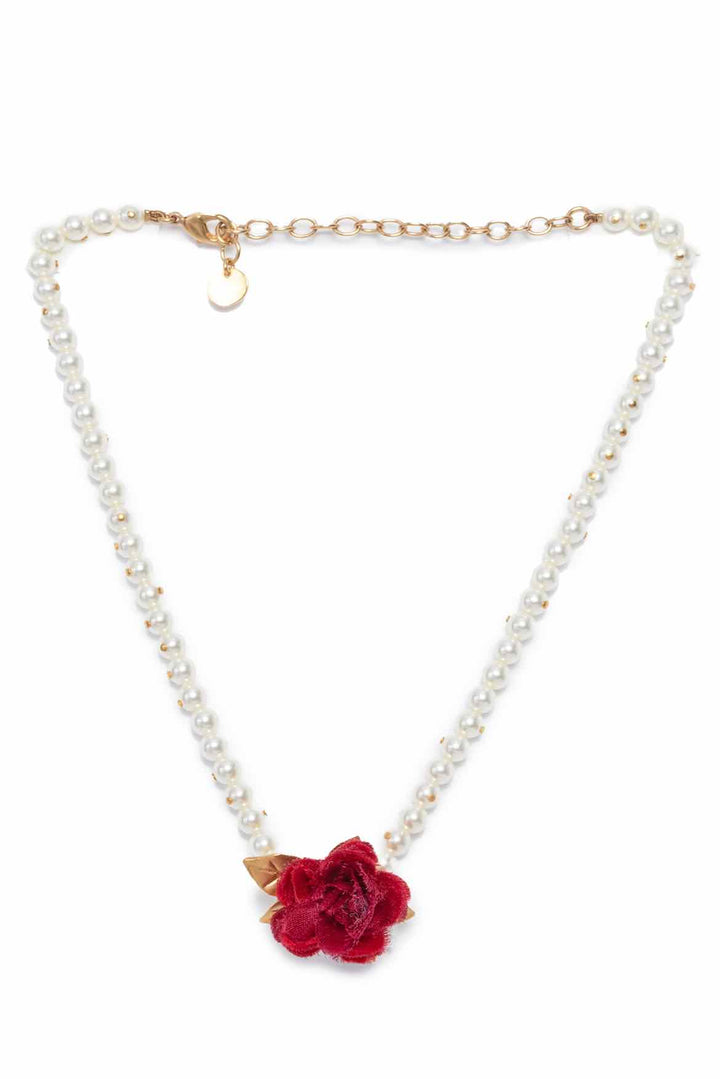 Dior Faux Pearl Beaded Rose Necklace