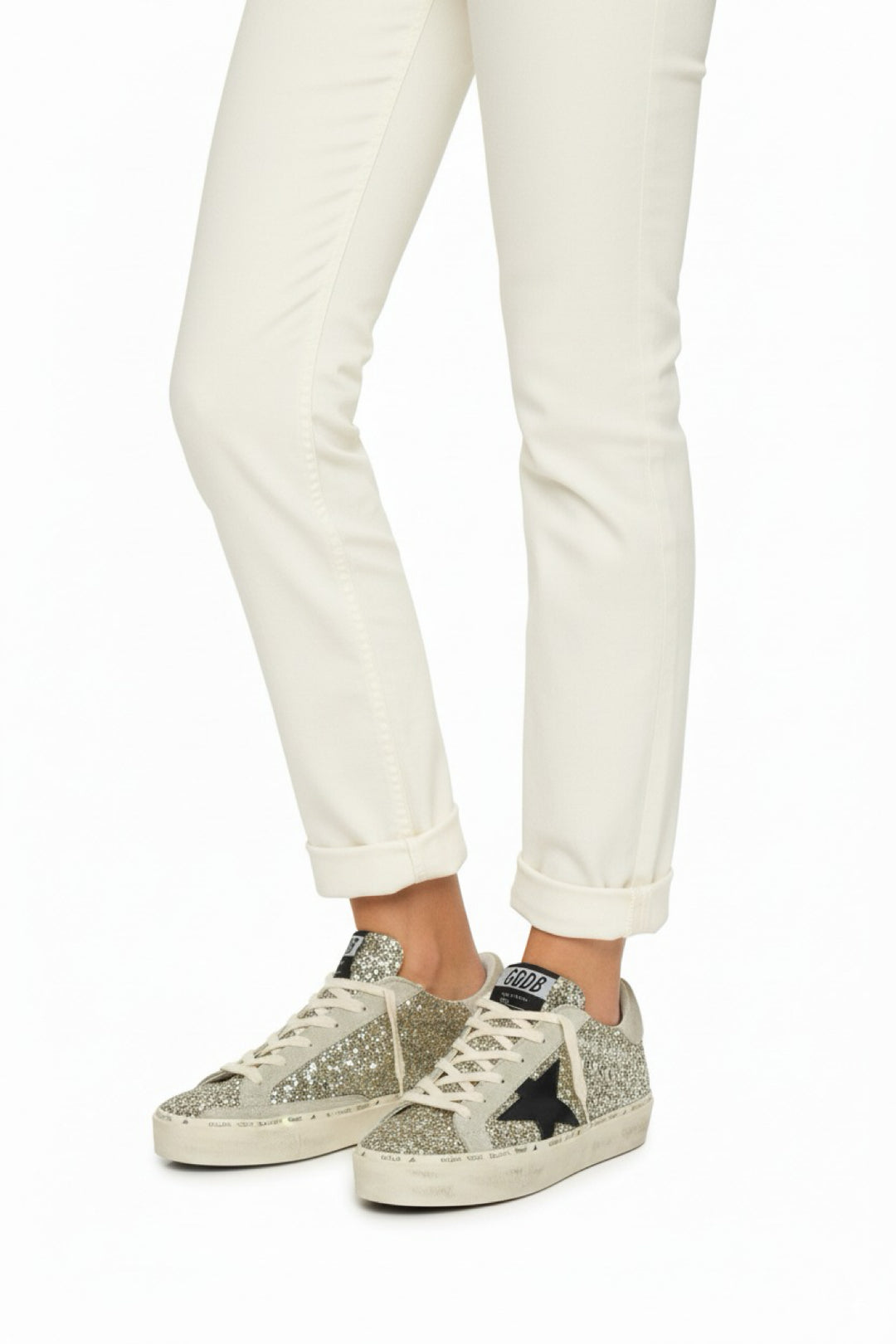 Golden Goose Size 35 Hi Star Glitter & Suede Sneaker