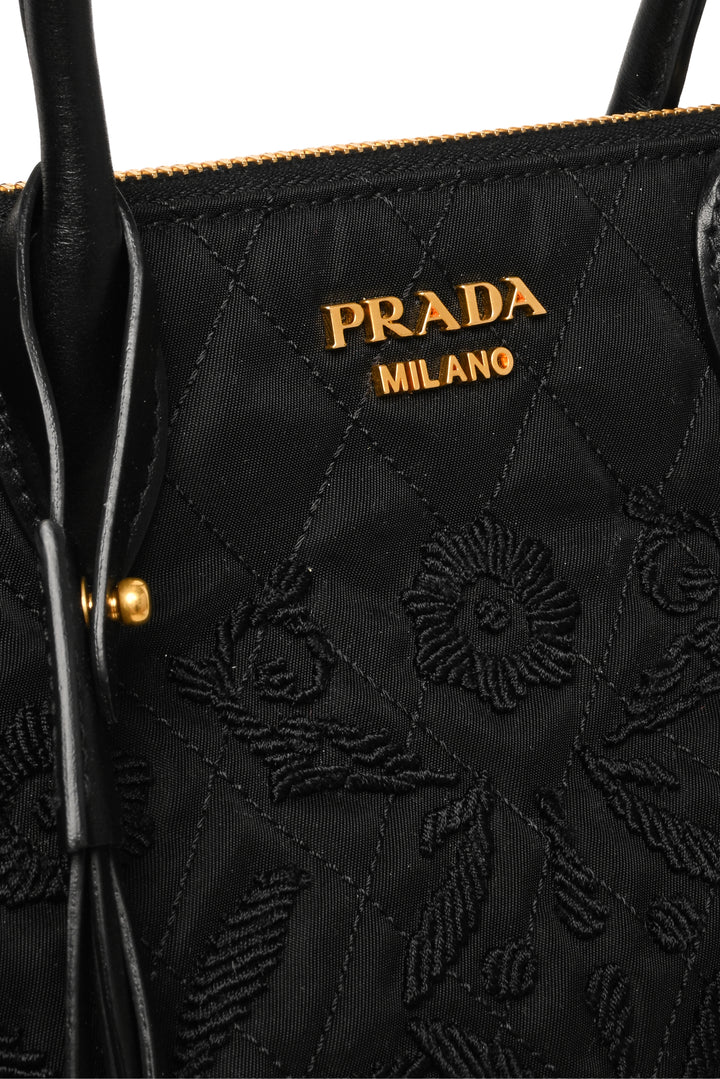 Prada Floral Embroidered Corsaire Tote