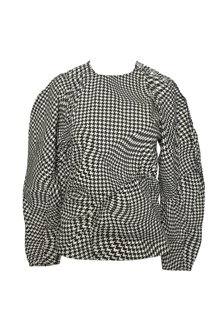 Ganni Size 38 Houndstooth Poplin Tops