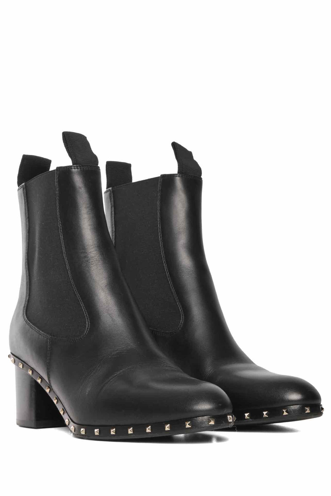 Valentino Size 38 Rockstud Accent Leather Chelsea Ankle Boots