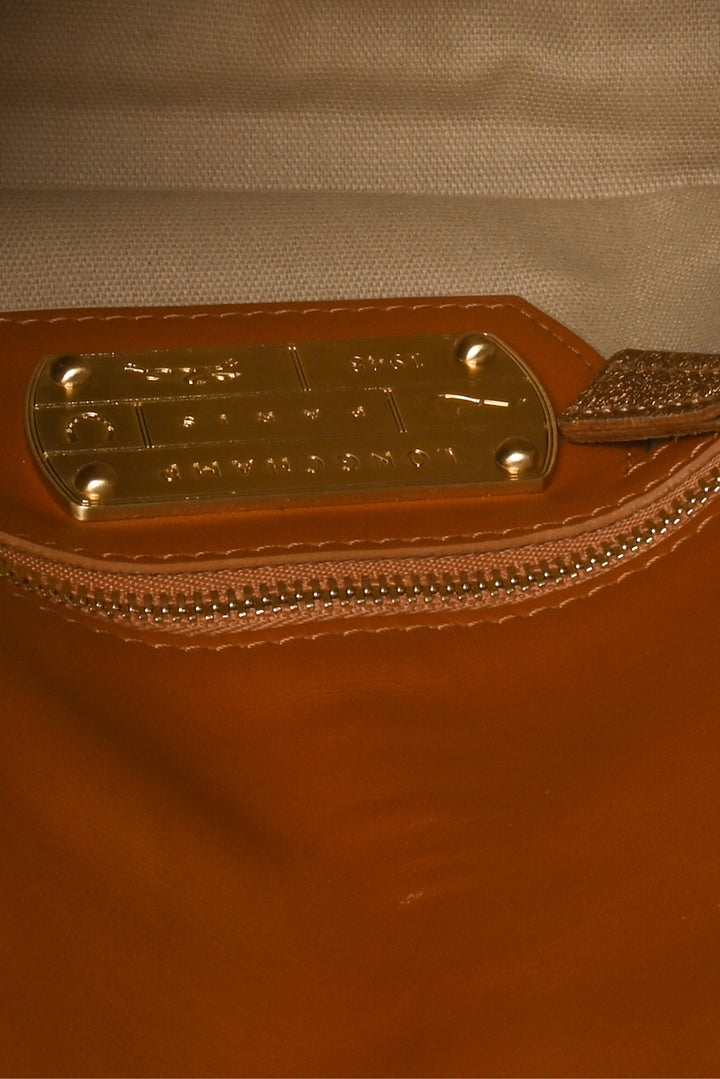 Longchamp Embossed Leather Flap Crossbody