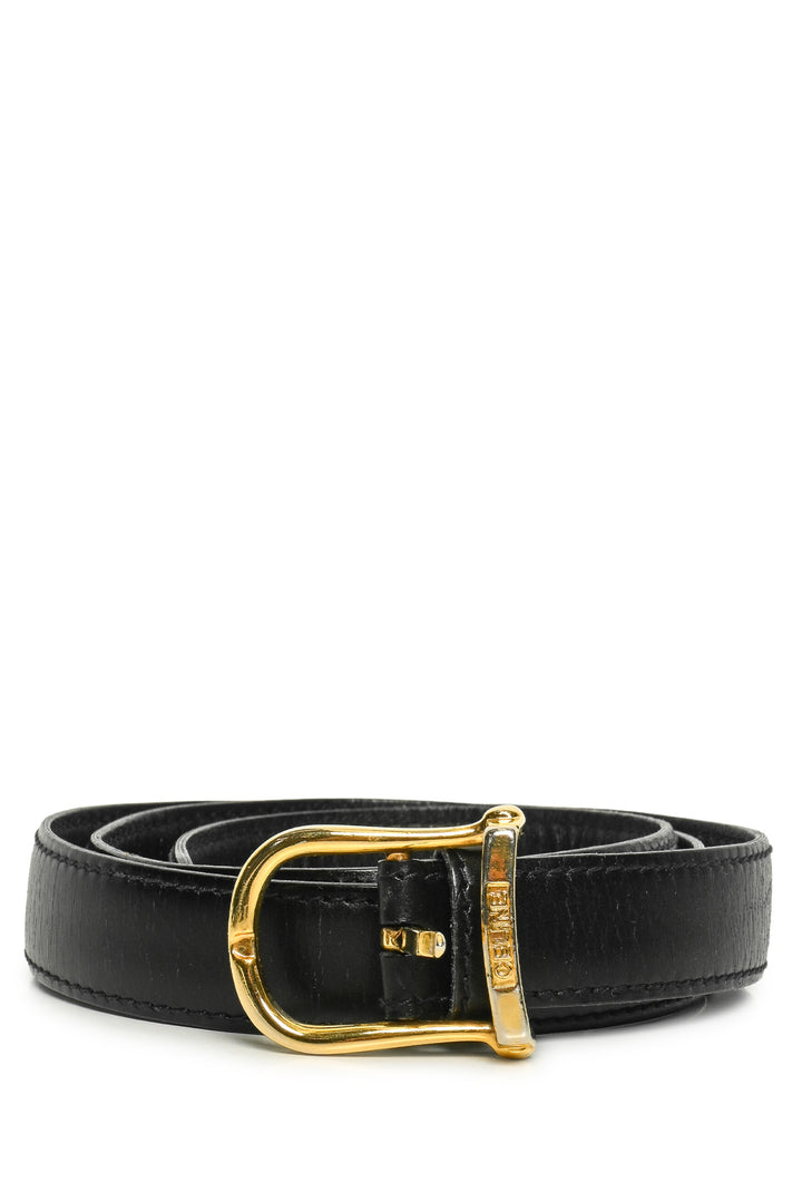 Celine Vintage Triomphe Chain Leather Skinny Belt