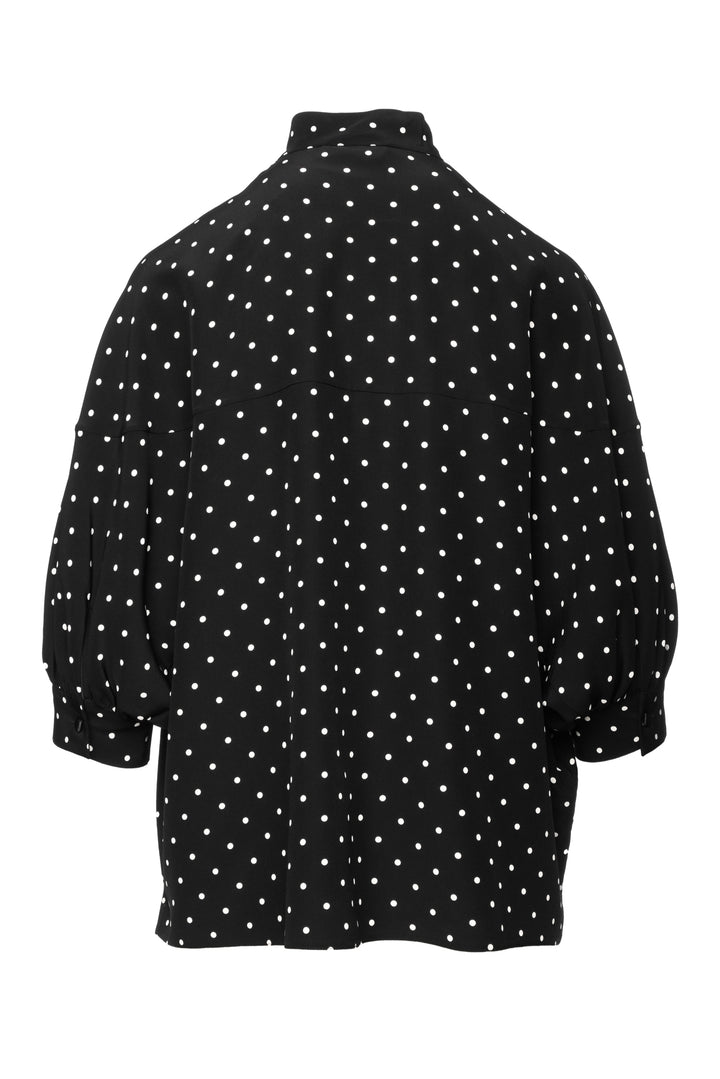 Prada Size 4 2020 Neck-Tie Polka Dot Silk Blouse