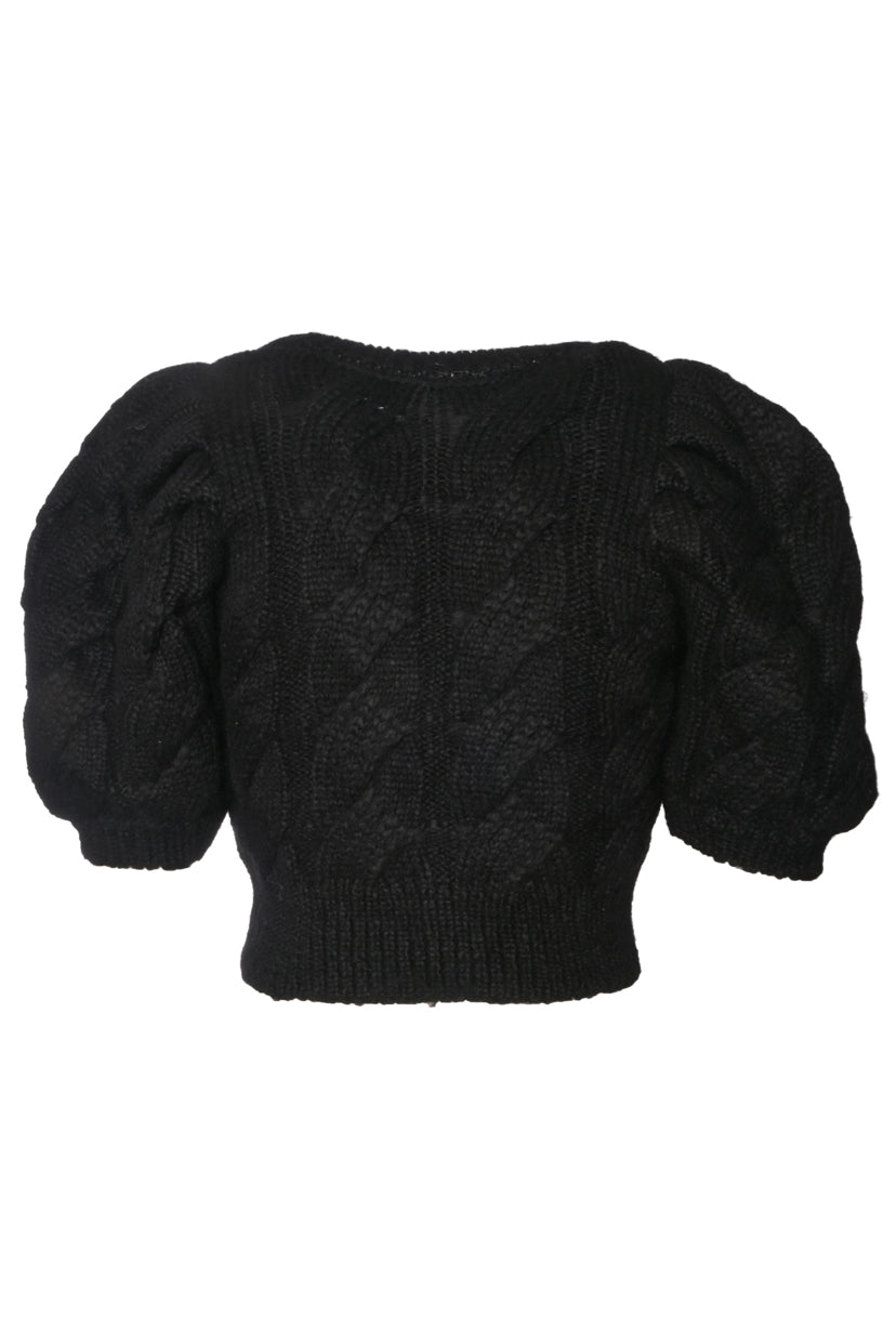Simone Rocha Size S Embellished Cable Knit Cropped Sweater