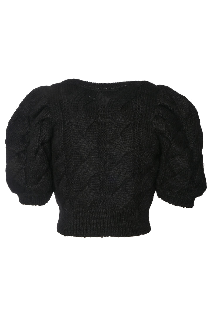 Simone Rocha Size S Embellished Cable Knit Cropped Sweater