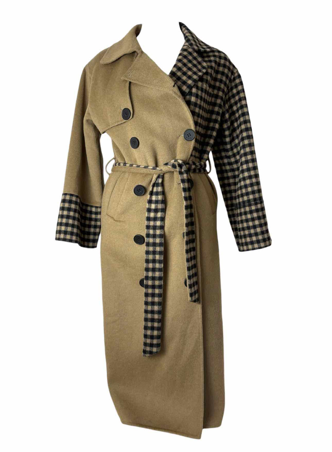 by Quaint Size XXS Check Wool Blend Full Length Coat