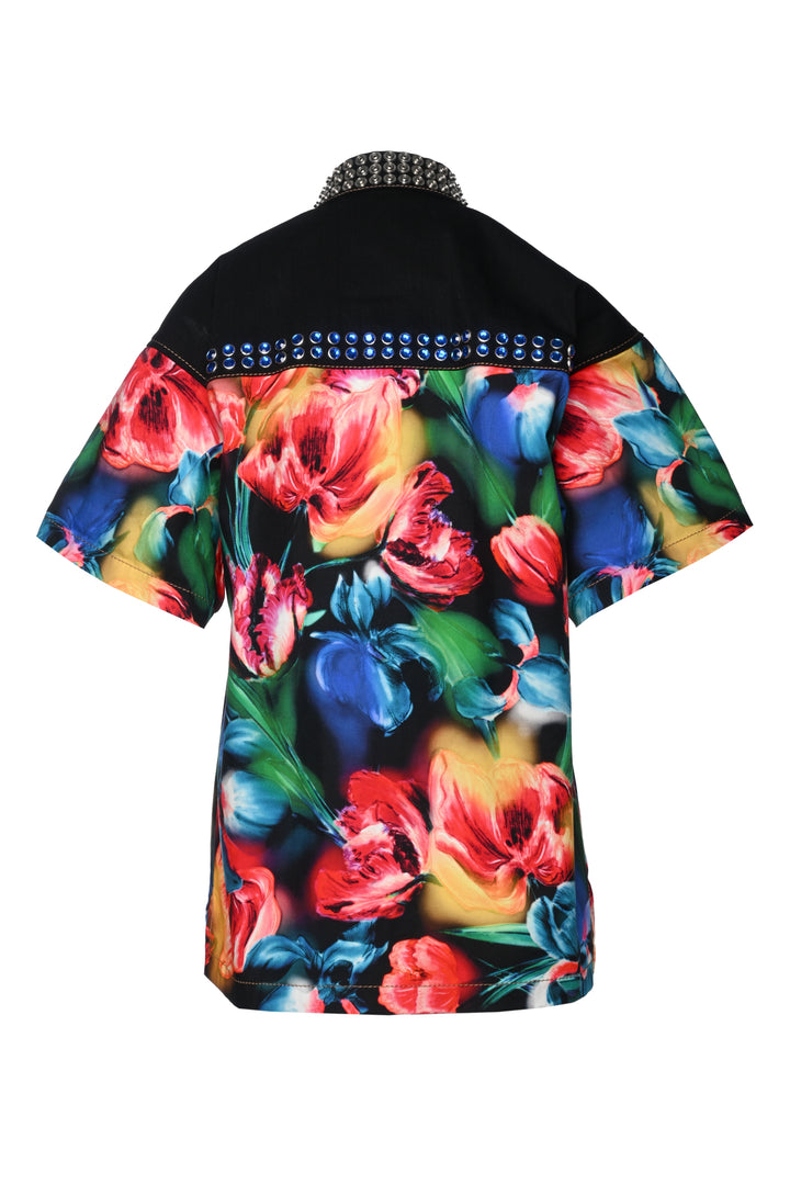 Miu Miu Size 38 2018 Resort Runway Embellished Denim Shirt