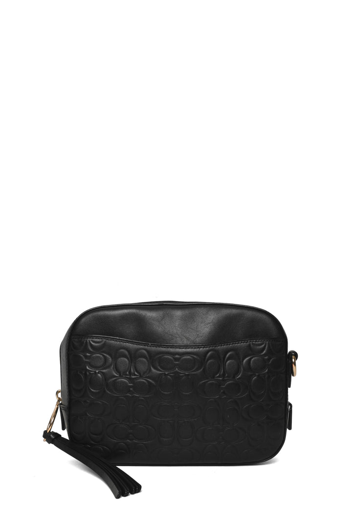 Coach Signature Embossed Leather Camera Bag Crossbody