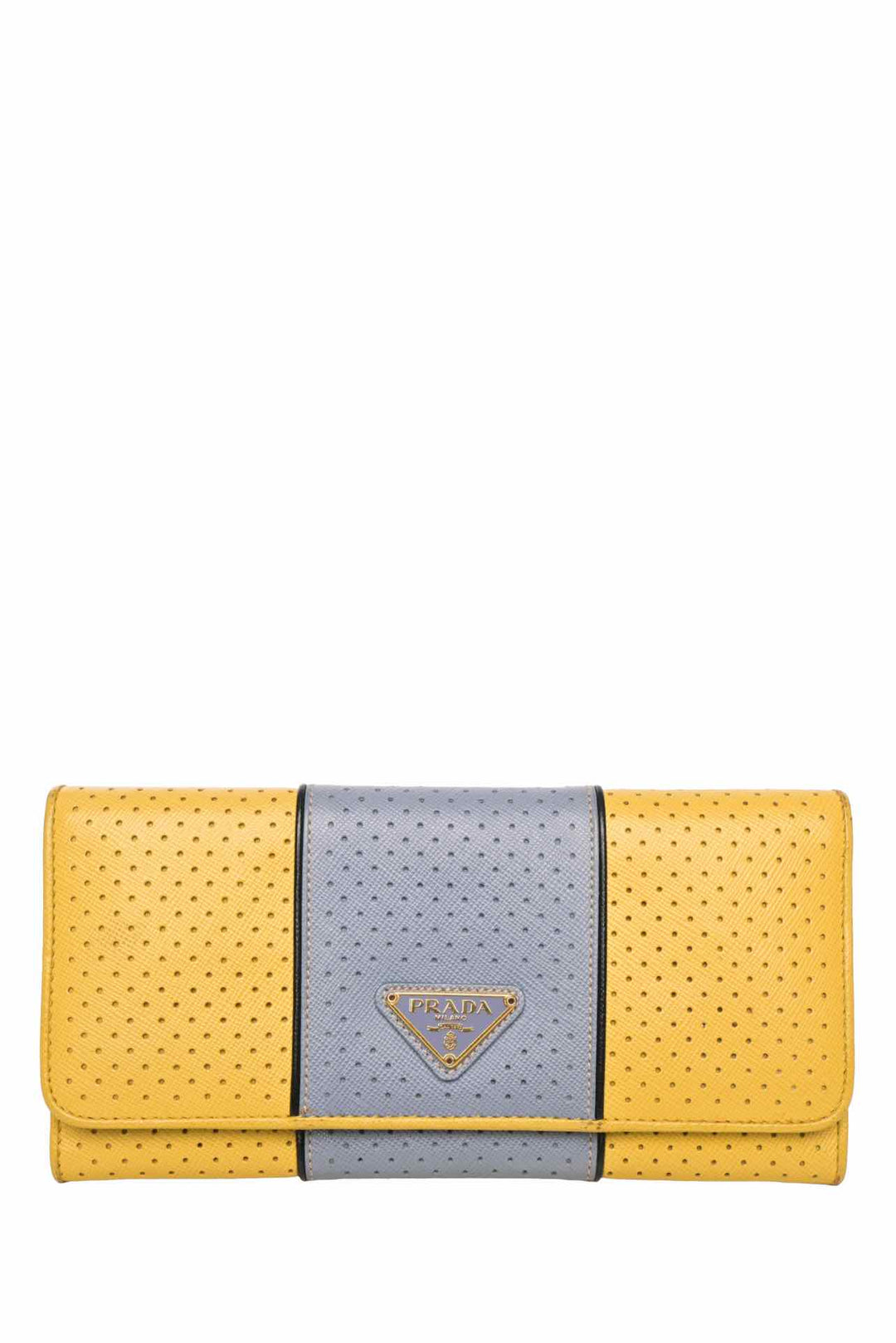 Prada Triangle Logo Perforated Continental Wallet