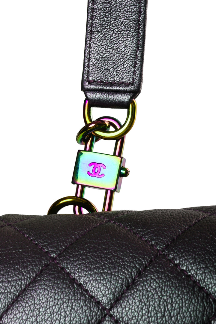 Chanel 2016-2017 Iridescent Quilted Small Double Carry Waist Chain Flap Bag