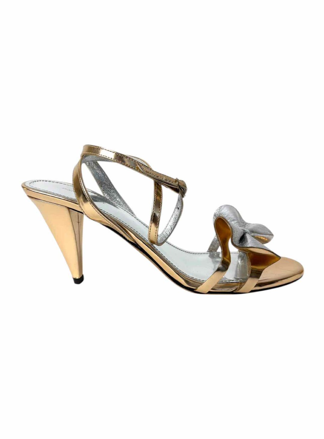 Isabel Marant Size 37 Metallic Bow Story Leather Sandals