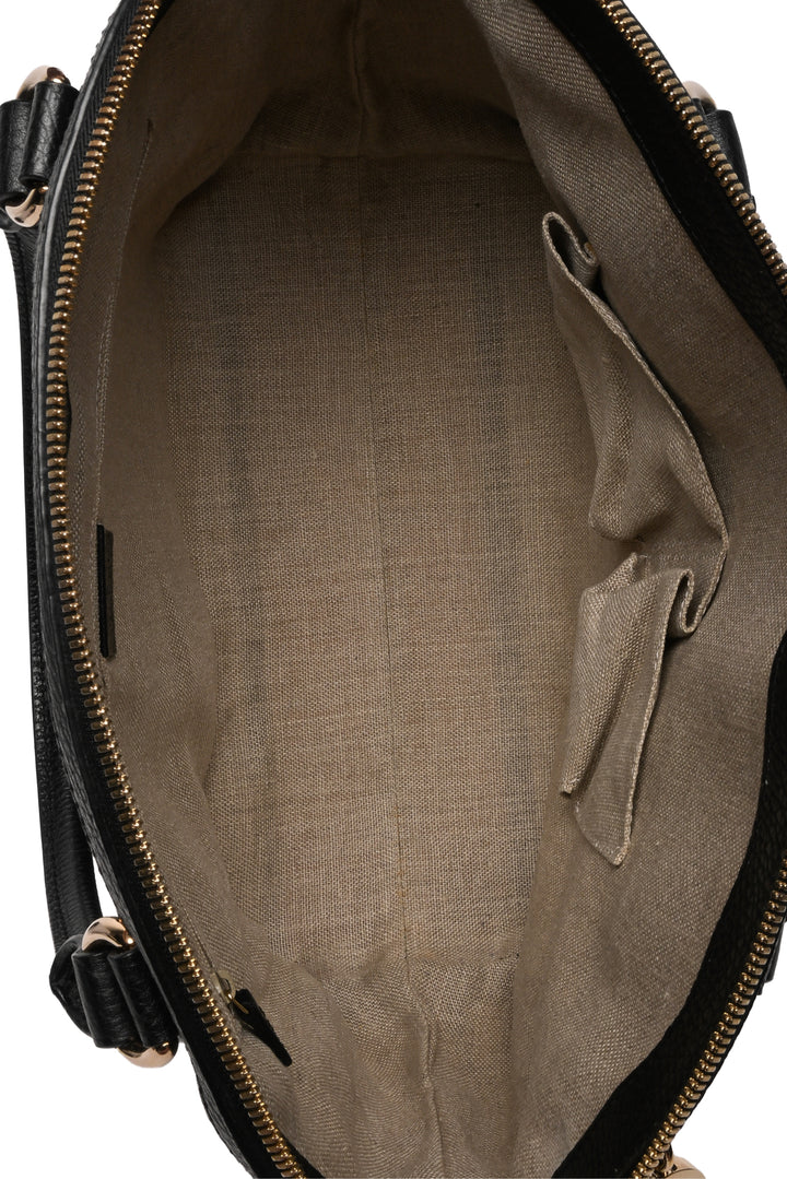Gucci Pebbled Leather GG Dome Satchel Tote