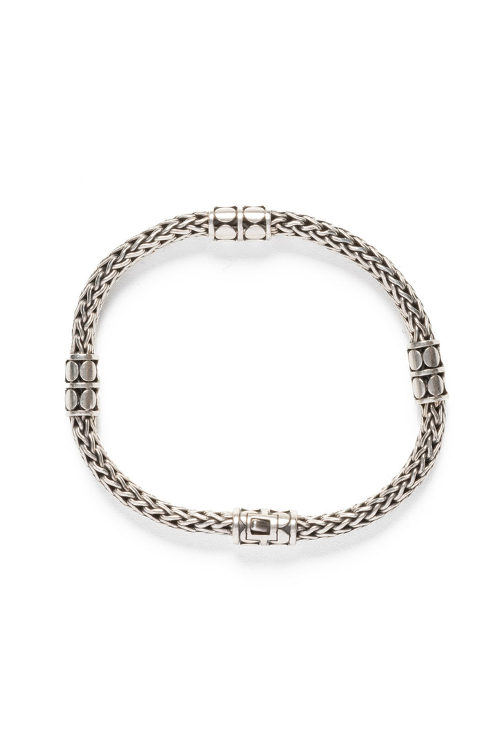 John Hardy Silver 6.5mm Classic Chain Dot Station Bracelet