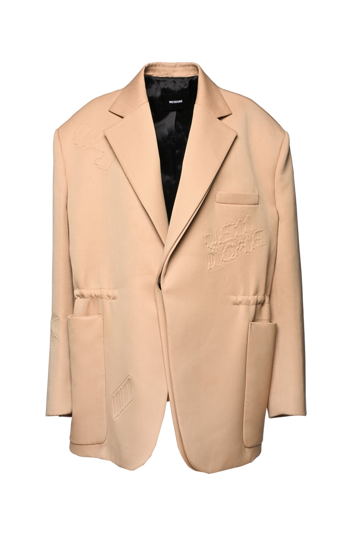 Welldone Size L Embossed Logo Cinched Waist Blazer