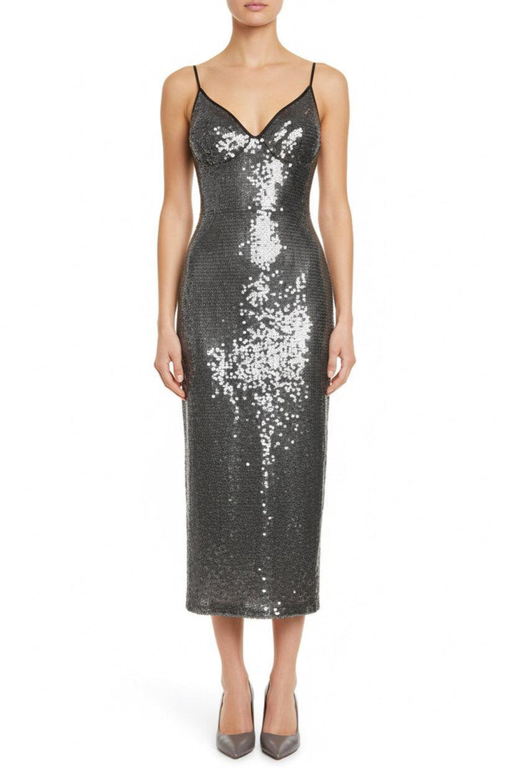 David Koma Size 6 Sequined Pencil Midi Dress
