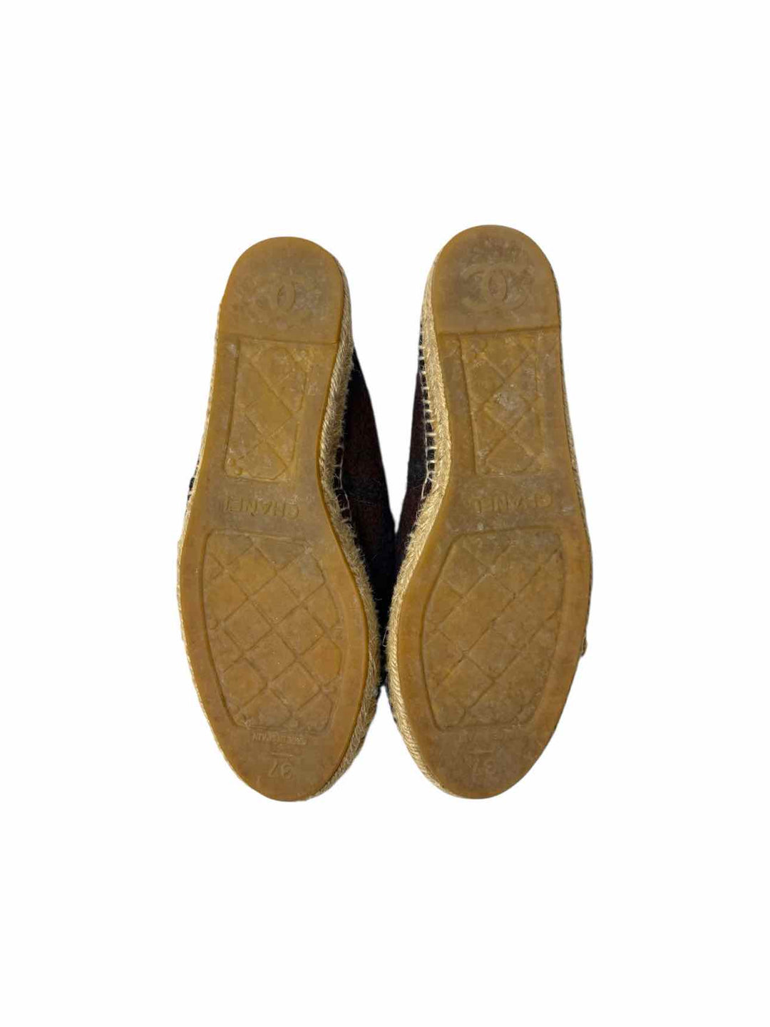 Chanel Wool Logo Espadrilles Size 37 Flats