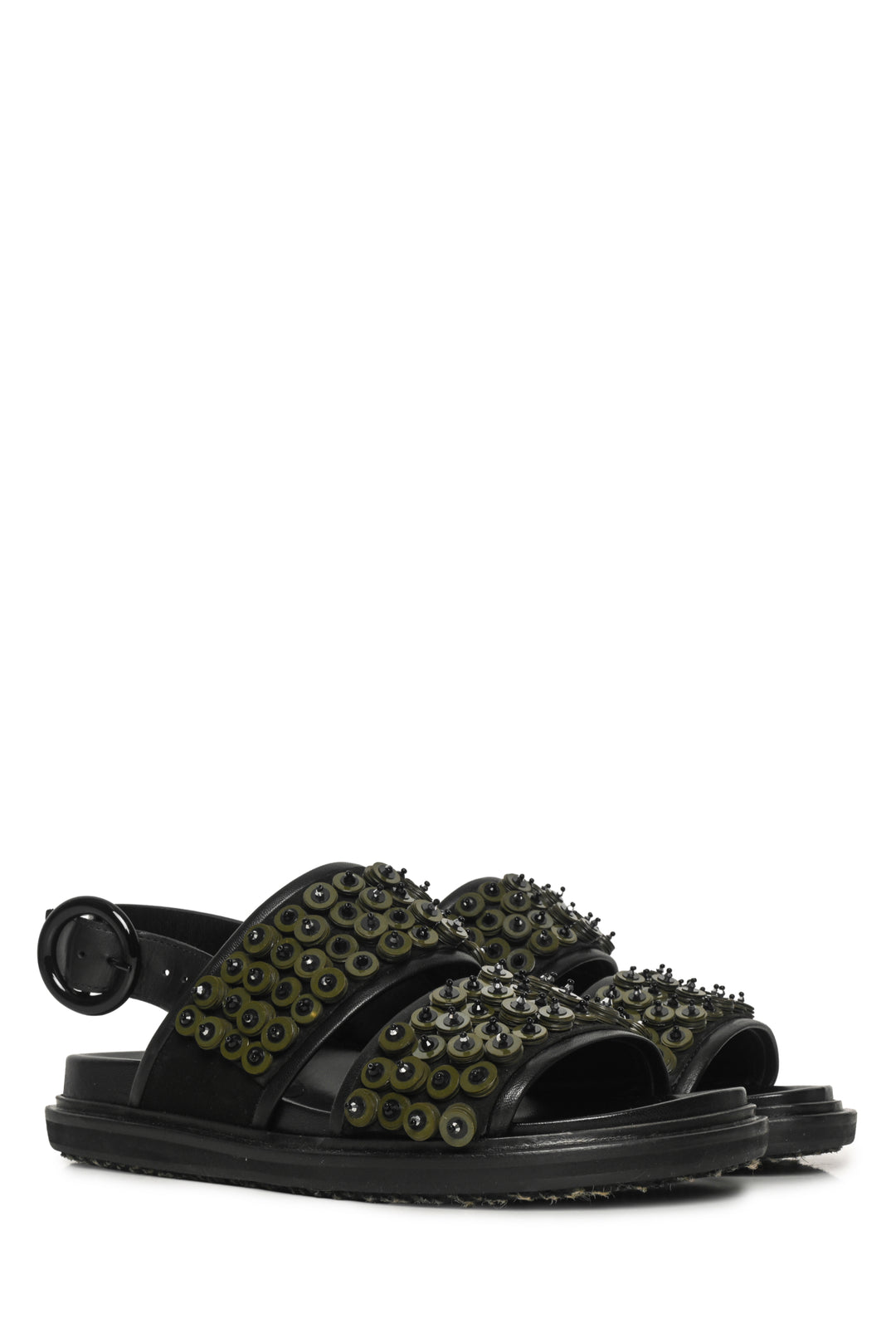 Marni Size 37.5 Embellished Leather Slingback Sandals