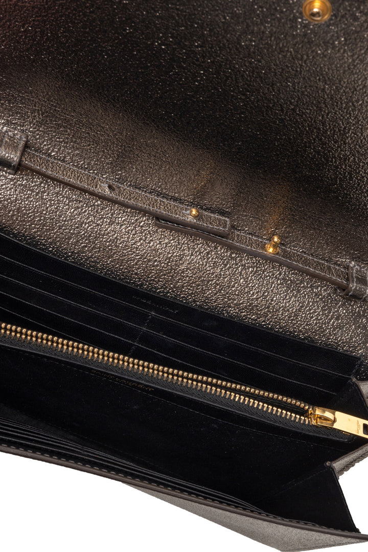 Saint Laurent 2016 Metallic Leather Kate Chain Wallet Crossbody