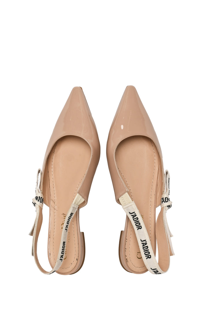 Christian Dior Size 37.5 J'Adior Patent Slingback Flats