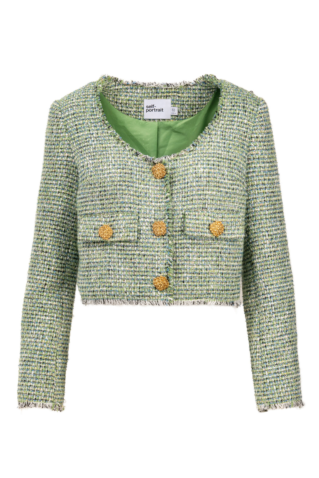 Self Portrait Size 2 Boucle Cropped Jacket